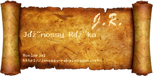 Jánossy Réka névjegykártya